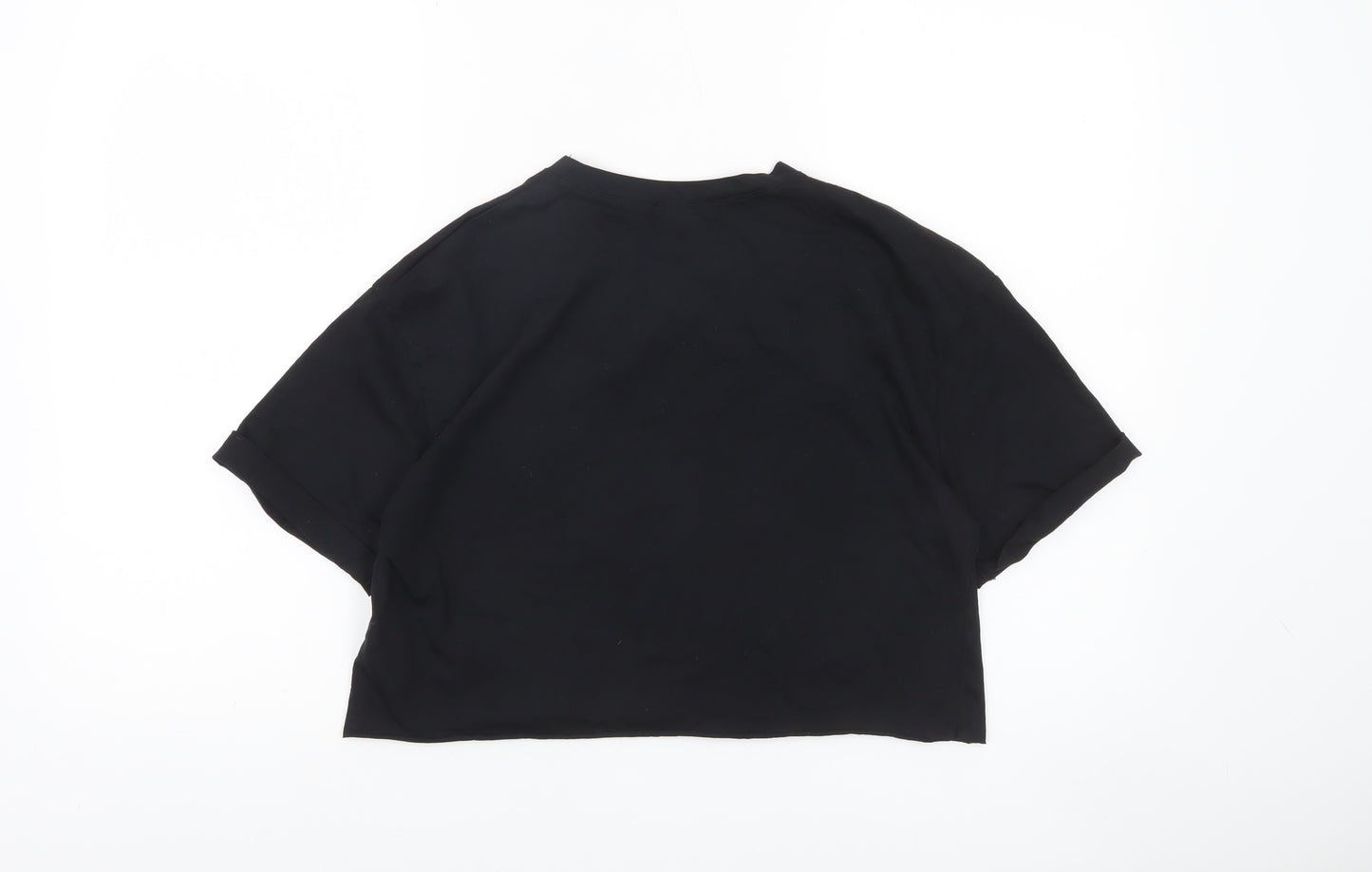 Zara Trafaluc Women's Black Cropped Beaded Dragonfly T-Shirt Size S