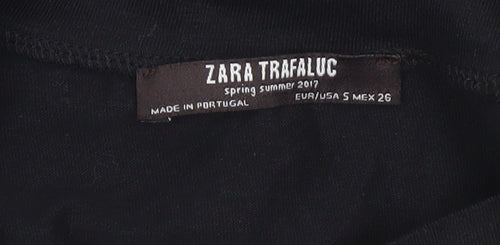 Zara Trafaluc Women's Black Cropped Beaded Dragonfly T-Shirt Size S