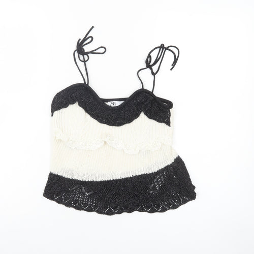Zara Women’s Multicoloured Knit Ruffle Camisole Top Size 12