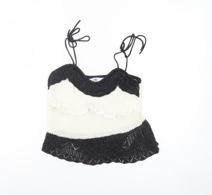 Zara Women’s Multicoloured Knit Ruffle Camisole Top Size 12