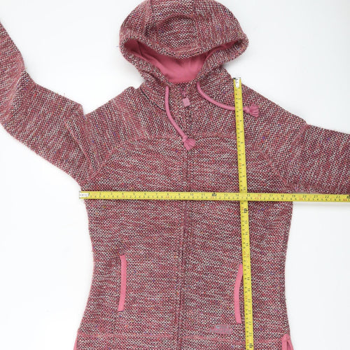 Weird Fish Women Pink Full Zip Hooded Knit Hoodie Size 10