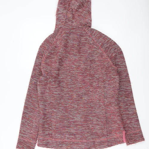 Weird Fish Women Pink Full Zip Hooded Knit Hoodie Size 10
