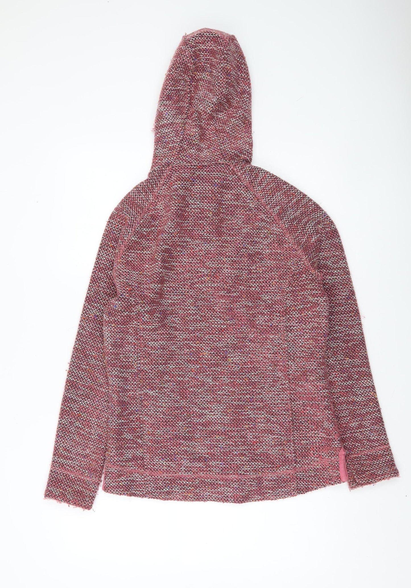 Weird Fish Women Pink Full Zip Hooded Knit Hoodie Size 10