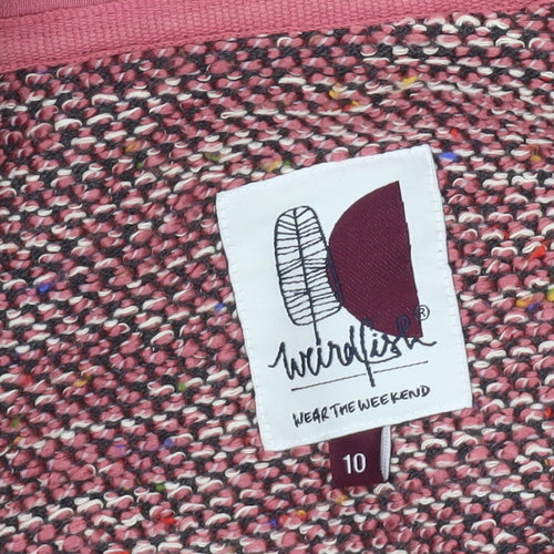 Weird Fish Women Pink Full Zip Hooded Knit Hoodie Size 10