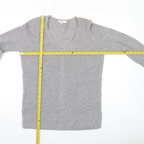 Jasper Conran Women’s Grey V-Neck Long Sleeve Merino Wool Jumper Size 10