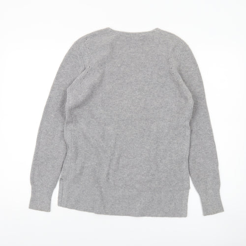 Jasper Conran Women’s Grey V-Neck Long Sleeve Merino Wool Jumper Size 10