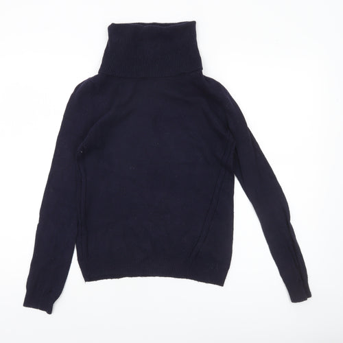 Jasper Conran Women's Blue Roll Neck Cotton Blend Jumper Size 8