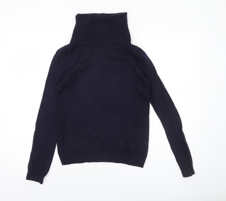 Jasper Conran Women's Blue Roll Neck Cotton Blend Jumper Size 8