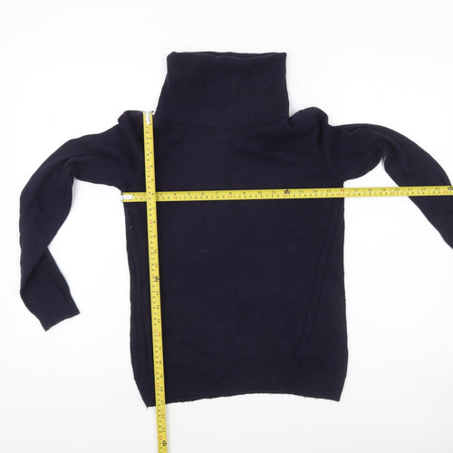 Jasper Conran Women's Blue Roll Neck Cotton Blend Jumper Size 8