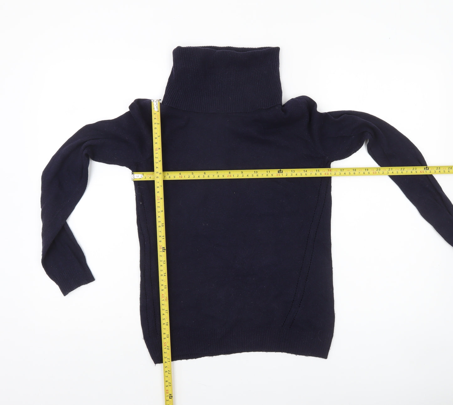 Jasper Conran Women's Blue Roll Neck Cotton Blend Jumper Size 8