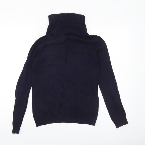 Jasper Conran Women's Blue Roll Neck Cotton Blend Jumper Size 8