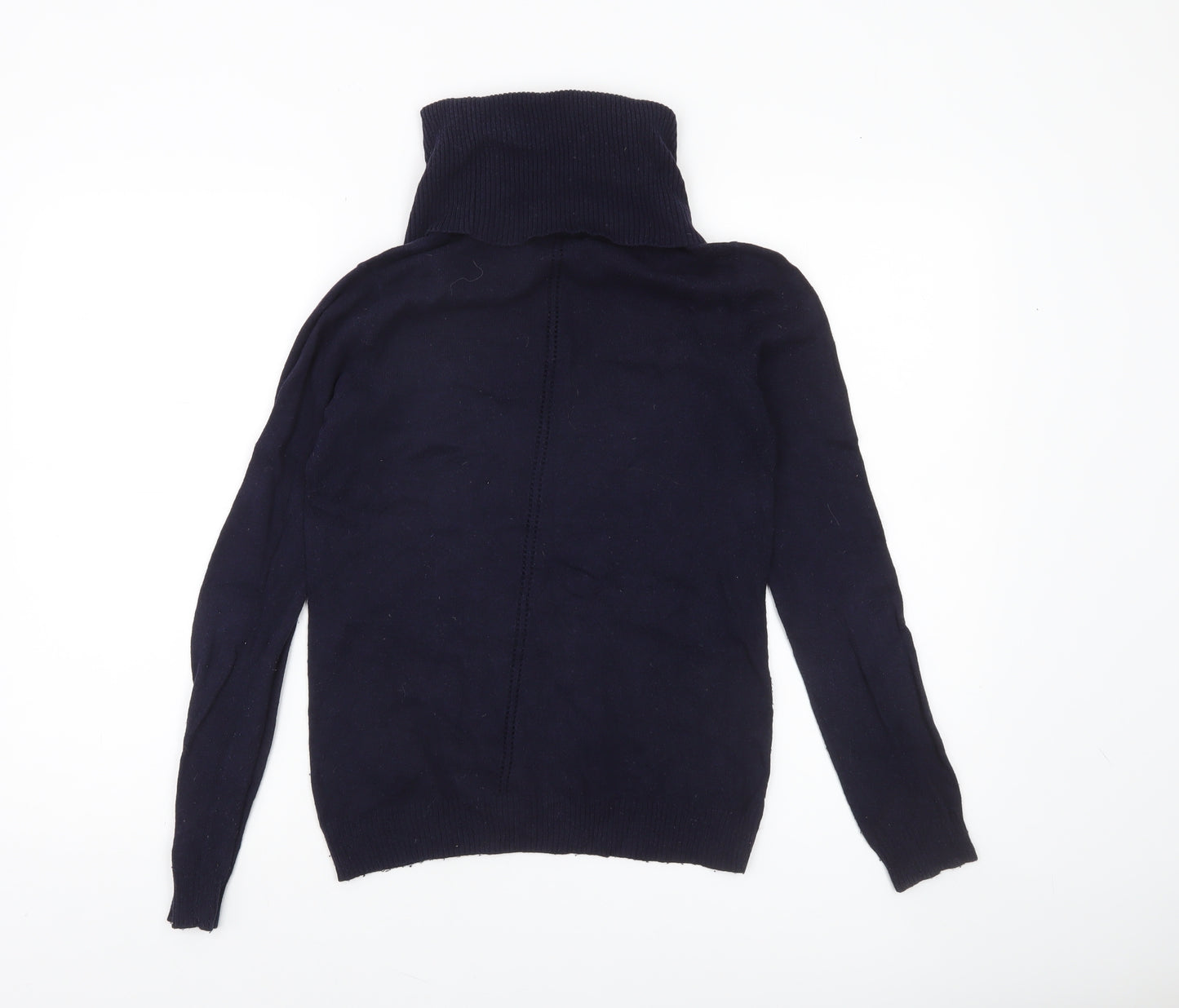 Jasper Conran Women's Blue Roll Neck Cotton Blend Jumper Size 8