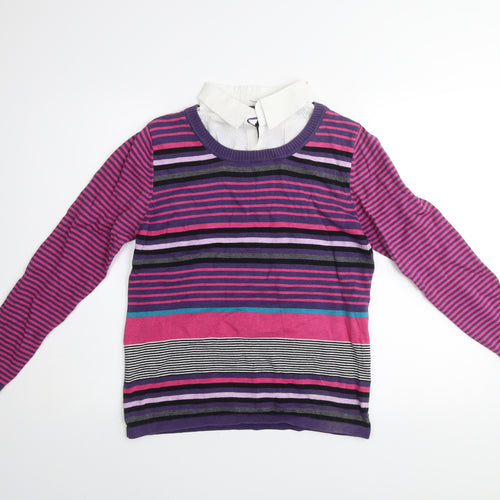 Voulez Vous Women's Multicoloured Striped Cotton Pullover Jumper M