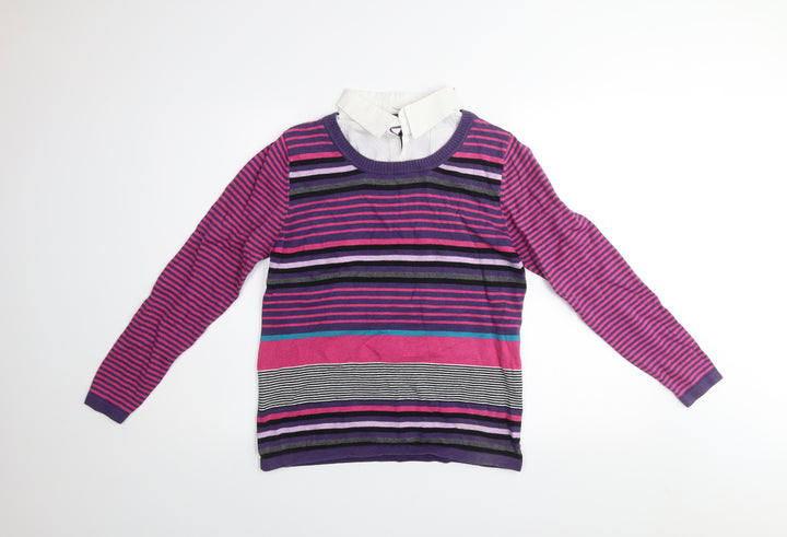 Voulez Vous Women's Multicoloured Striped Cotton Pullover Jumper M
