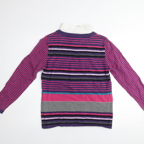 Voulez Vous Women's Multicoloured Striped Cotton Pullover Jumper M