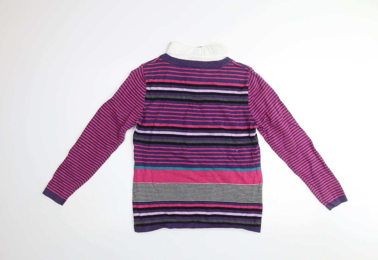 Voulez Vous Women's Multicoloured Striped Cotton Pullover Jumper M