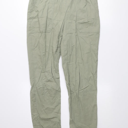 Dunnes Stores Men's Green Cargo Trousers Size M Elastic Waist Lightweight