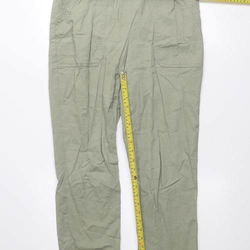 Dunnes Stores Men's Green Cargo Trousers Size M Elastic Waist Lightweight