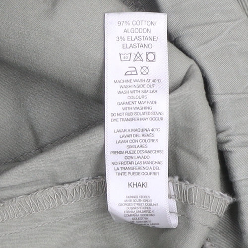 Dunnes Stores Men's Green Cargo Trousers Size M Elastic Waist Lightweight