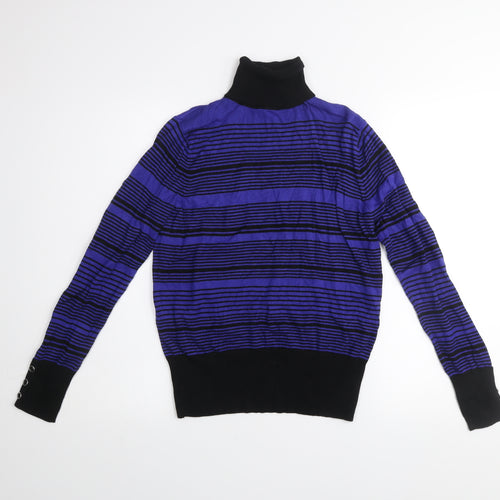 Debenhams Women’s Blue Striped Roll Neck Long Sleeve Jumper Size 14