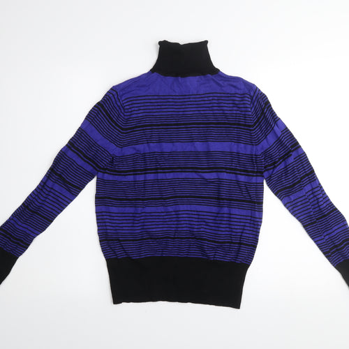 Debenhams Women’s Blue Striped Roll Neck Long Sleeve Jumper Size 14