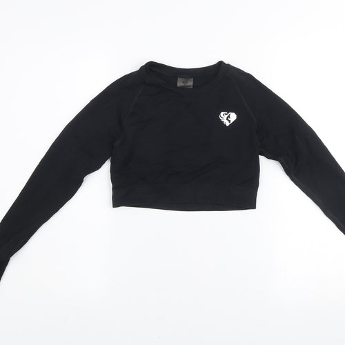 Women's Best Black Long Sleeve Cropped Activewear Top S
