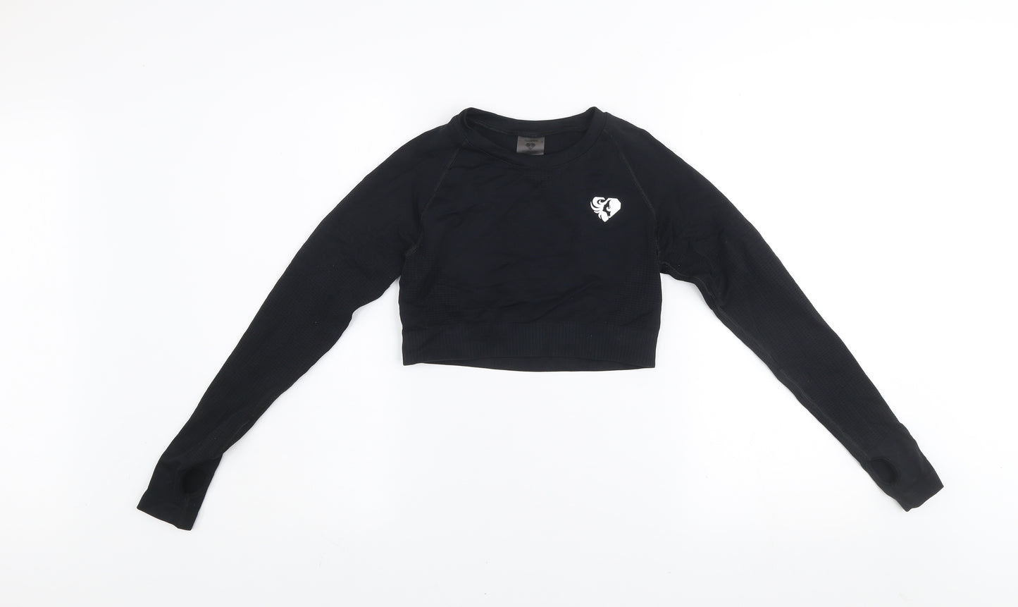 Women's Best Black Long Sleeve Cropped Activewear Top S