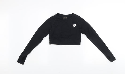 Women's Best Black Long Sleeve Cropped Activewear Top S