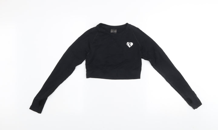 Women's Best Black Long Sleeve Cropped Activewear Top S