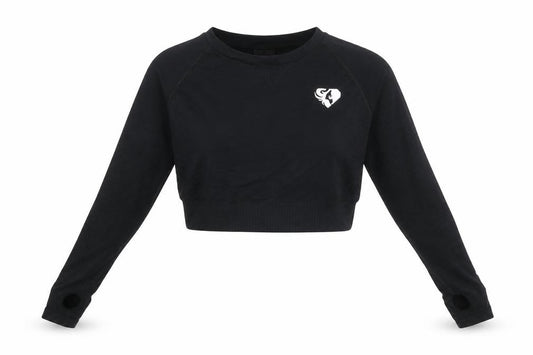 Front view of Women's Best Black Long Sleeve Cropped Activewear Top S