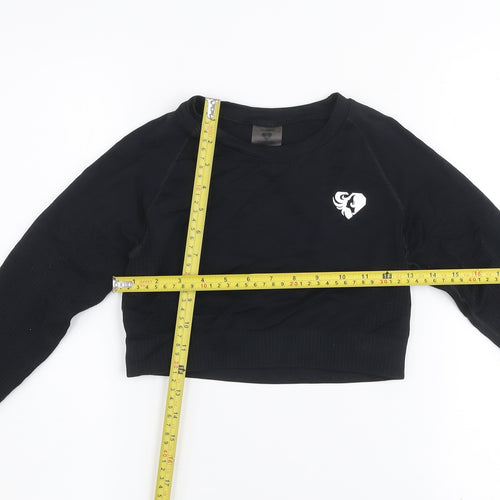 Women's Best Black Long Sleeve Cropped Activewear Top S