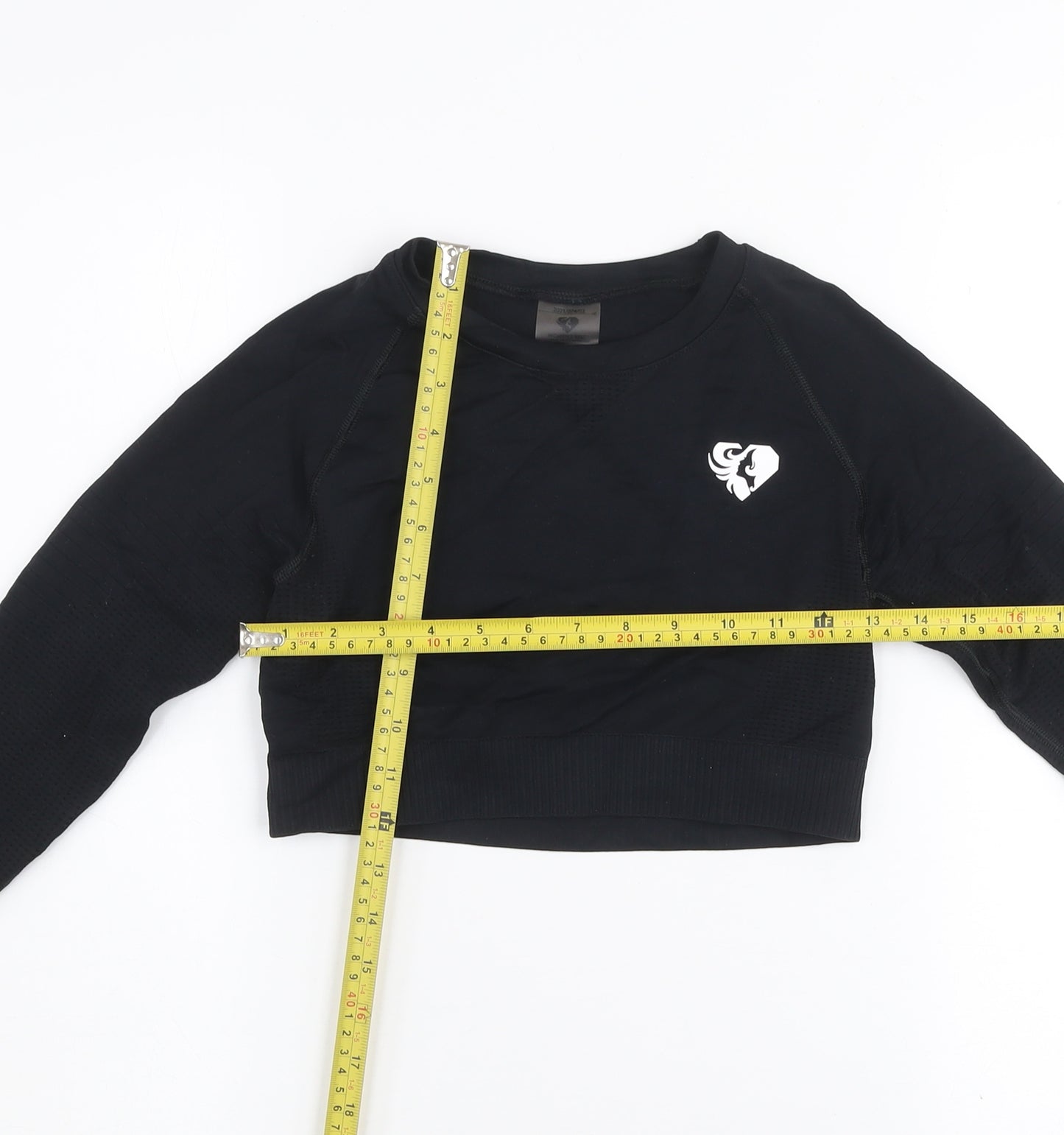 Women's Best Black Long Sleeve Cropped Activewear Top S