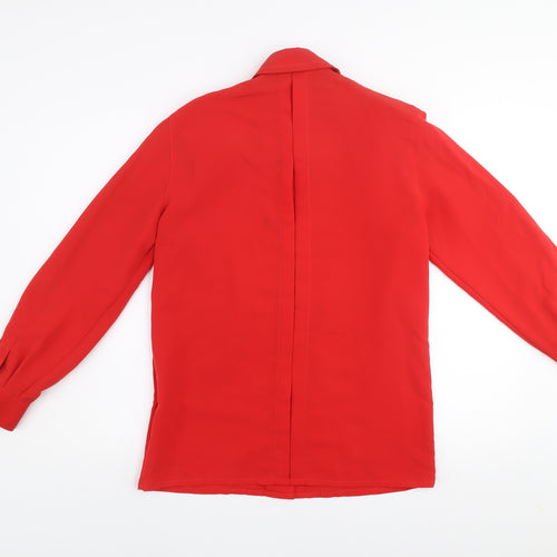 Basler Womens Red Long Sleeve Collared Classic Blouse Size 8
