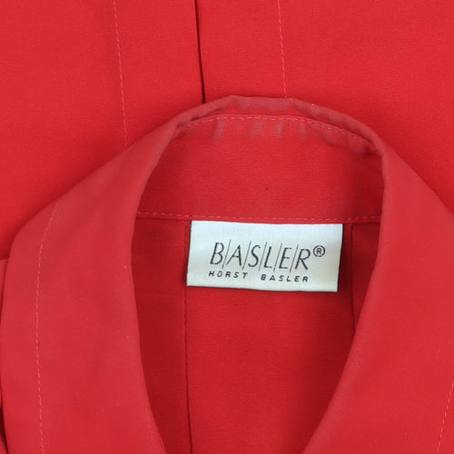 Basler Womens Red Long Sleeve Collared Classic Blouse Size 8