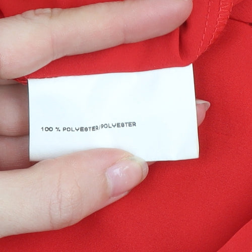 Basler Womens Red Long Sleeve Collared Classic Blouse Size 8