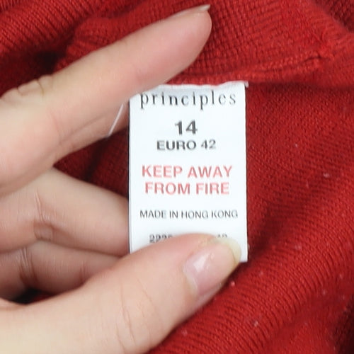 Principles Women’s Red Full Zip Wool Blend Knit Jacket Size 14