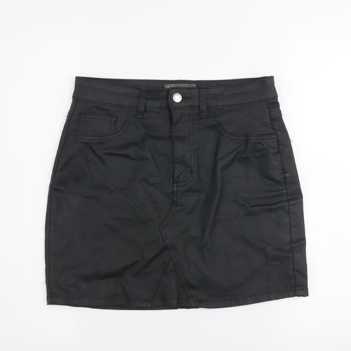 Primark Women Black Size 12 Denim Short Pencil Skirt