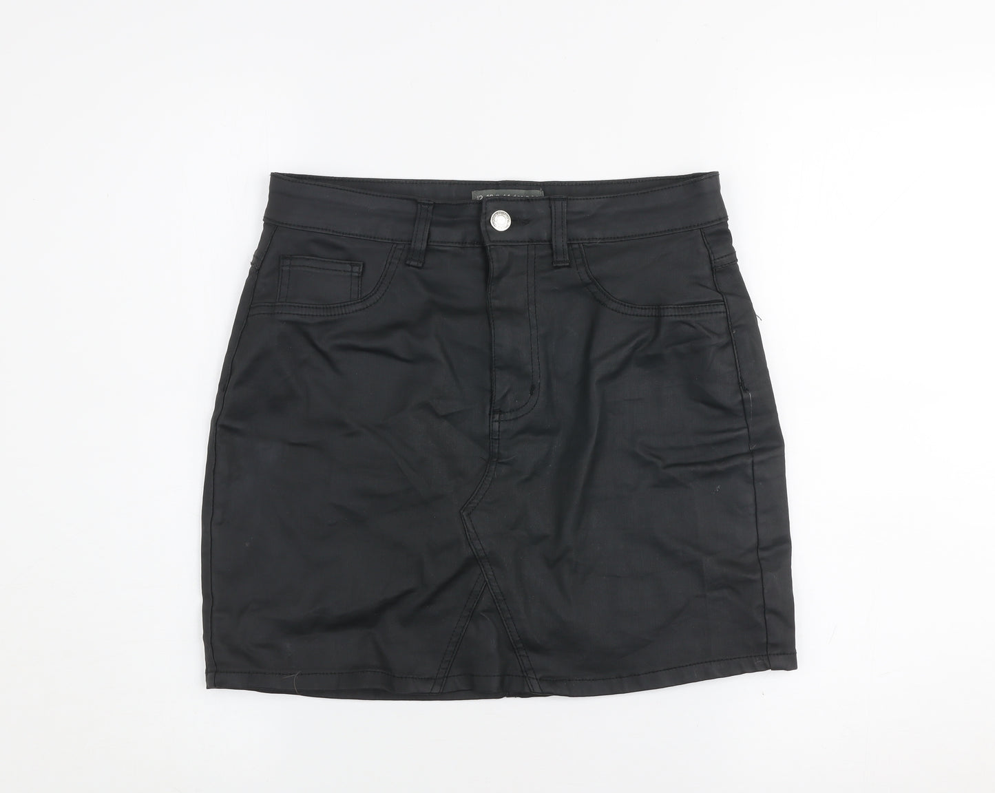 Primark Women Black Size 12 Denim Short Pencil Skirt