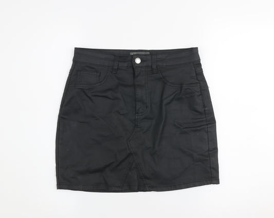 Primark Women Black Size 12 Denim Short Pencil Skirt