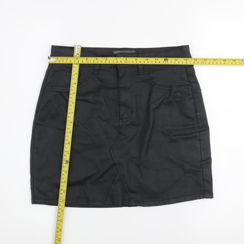 Primark Women Black Size 12 Denim Short Pencil Skirt
