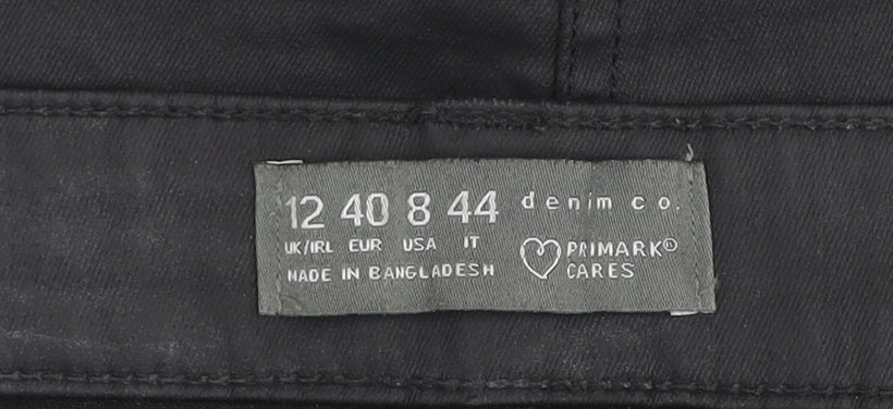 Primark Women Black Size 12 Denim Short Pencil Skirt