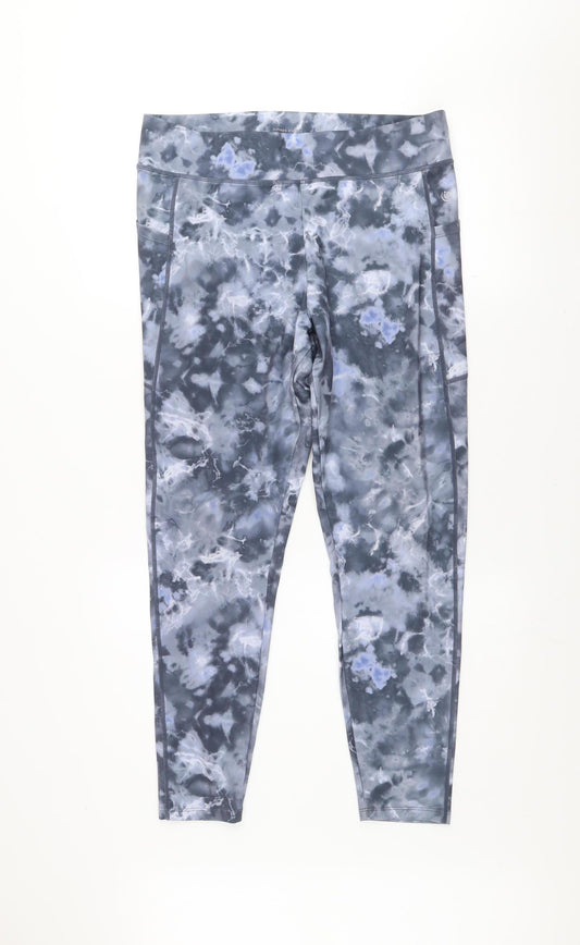 Dunnes Stores Women’s Grey Tie Dye Ankle Leggings L Performance Activewear