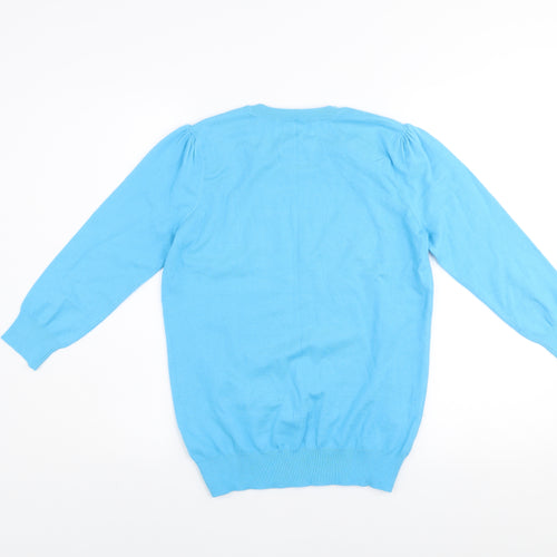 Savida Women's Blue Crew Neck Embellished Jumper Size 10