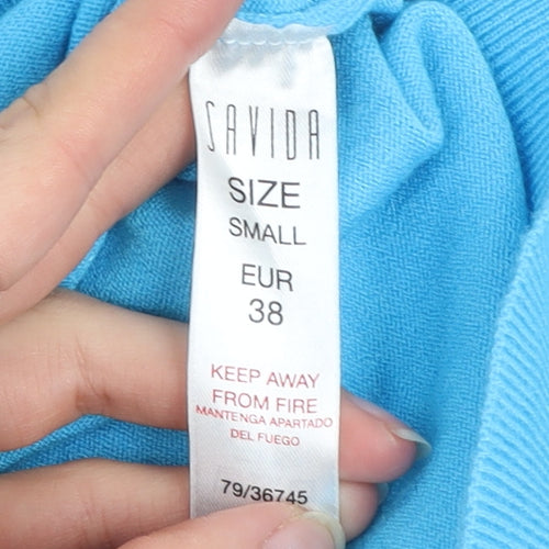 Savida Women's Blue Crew Neck Embellished Jumper Size 10