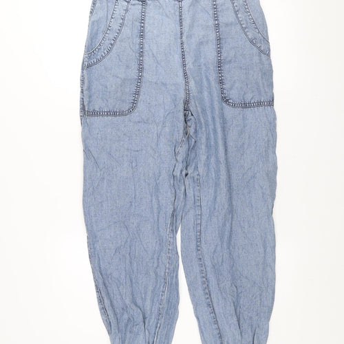 River Island Women Blue Chambray Jogger Trousers Size 12