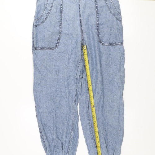 River Island Women Blue Chambray Jogger Trousers Size 12