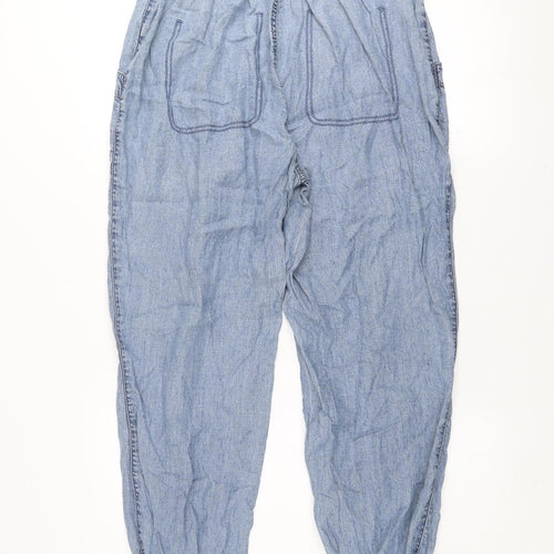 River Island Women Blue Chambray Jogger Trousers Size 12