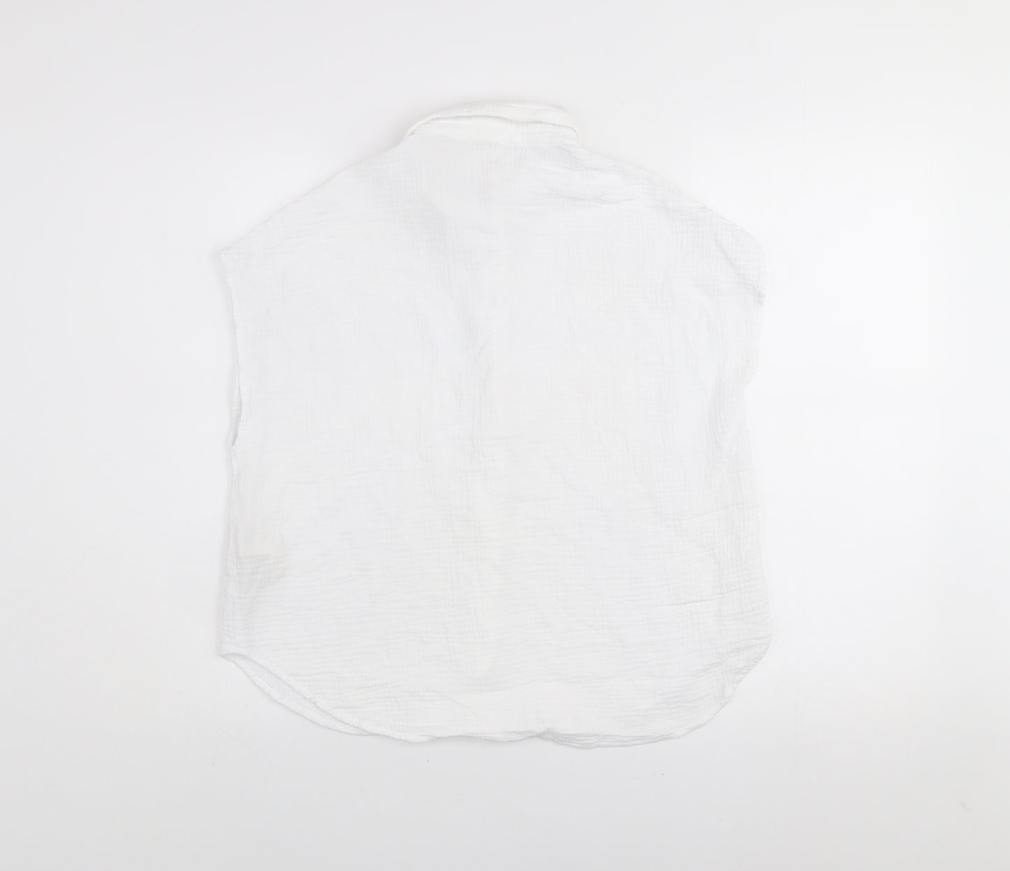 Grace & Mila Women White Cotton Button-Up Sleeveless Shirt M