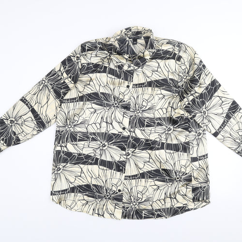 River Island Womens Black Floral Button-Up Shirt Size 12