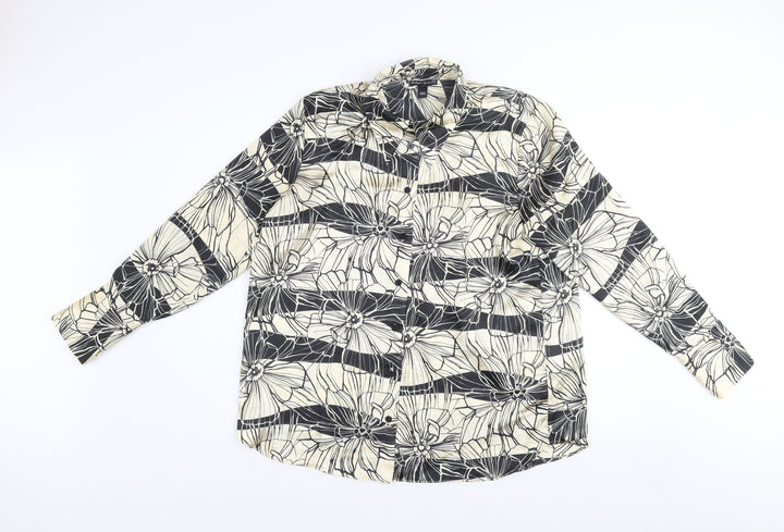 River Island Womens Black Floral Button-Up Shirt Size 12
